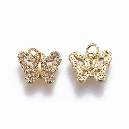 Brass Micro Pave Cubic Zirconia Charms ZIRC-E161-03G-1