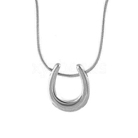 Stainless Steel Teardrop Pendant Necklaces JB6255-1-1