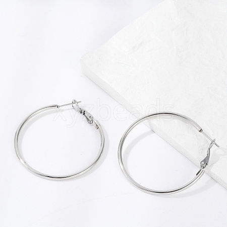 Tarnish Resistant 201 Stainless Steel Hoop Earrings EJEW-F188-24P-B-1