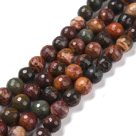 Natural Polychrome Jasper/Picasso Stone/Picasso Jasper Beads Strands G-E571-25C-1