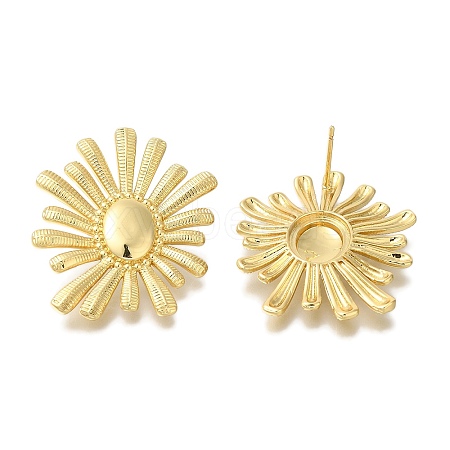 Rack Plating Flower Brass Stud Earrings EJEW-H016-32G-1