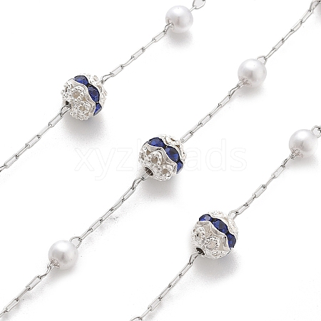 Handmade ABS Imitation Pearl & Rhinestone Round Chains CHS-L028-03P-04-1