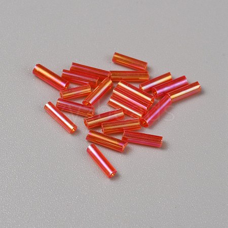 300Pcs Transparent Glass Round Bugle Beads GLAA-WH0015-74F-1