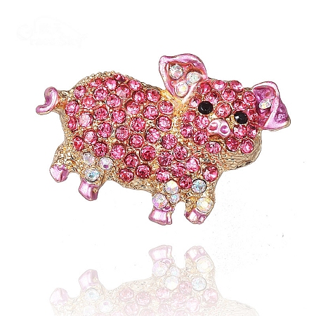 Golden Alloy Rhinestone Brooches PW-WG64794-01-1