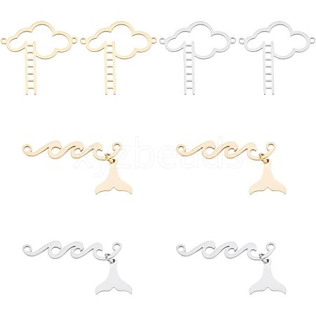 Unicraftale 8Pcs 4 Styles 201 Stainless Steel Connector Charms STAS-UN0039-24-1