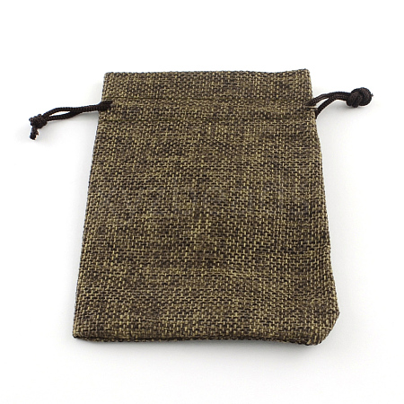 Polyester Imitation Burlap Packing Pouches Drawstring Bags ABAG-R005-9x12-05-1