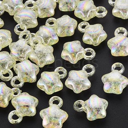 Transparent Crackle Acrylic Pendants MACR-S373-63-L06-1