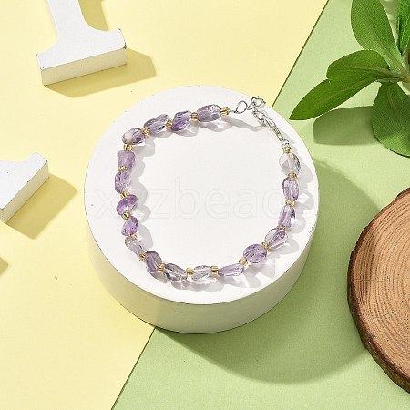 Natural Amethyst Beads Bracelets for Women BJEW-H623-02S-02-1