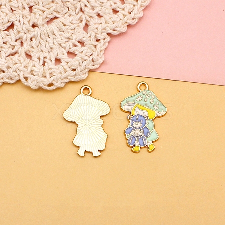 Alloy Enamel Pendants MUSH-PW0001-008A-1