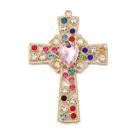 Alloy Rhinestone Big Pendants ALRI-F074-05G-1