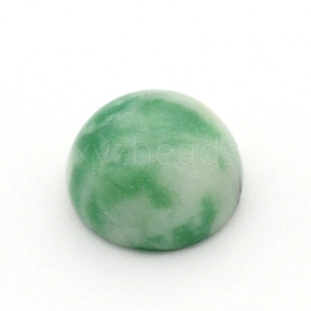 Dome/Half Round Natural Green Spot Jasper Cabochons G-A136-C01-10mm-1