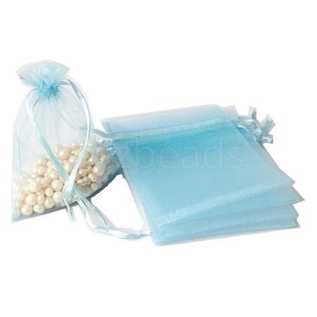 100Pcs Rectangle Organza DIY Craft Drawstring Bags PW-WG69155-35-1