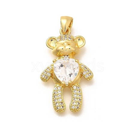 Rack Plating Brass Micro Pave Cubic Zirconia Pendants KK-L226-006G-07-1