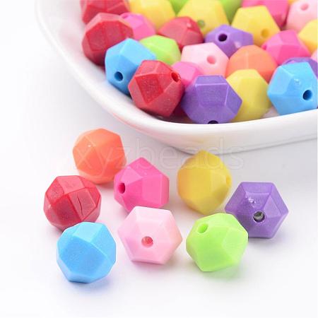 Mixed Opaque Acrylic Faceted Round Beads X-SACR-S632-M-1