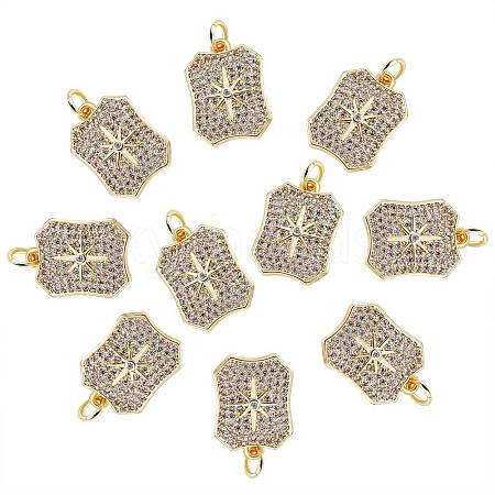 10Pcs Rack Plating Brass Micro Pave Clear Cubic Zirconia Pendants ZIRC-SZ0004-08-1