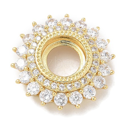 Rack Plating Brass Micro Pave Clear Cubic Zirconia Cabochon Connector Setttings KK-L224-027G-01-1