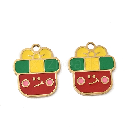 Christmas 304 Stainless Steel Enamel Pendants STAS-Z093-08O-G-1