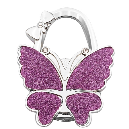 Glitter Butterfly Zinc Alloy Crystal Rhinestone Bag Hanger BAGH-F001-A08-1