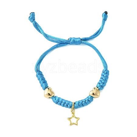 Heart & Star Brass Charm Bracelets BJEW-JB10583-1