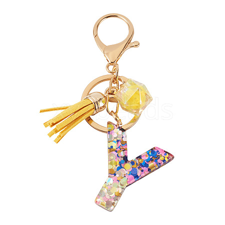 Alloy Resin Polygon Keychains KEYC-TADJ0002-03G-Y-1
