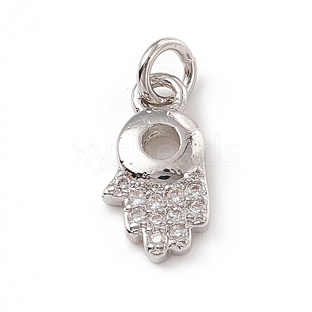 Brass Micro Pave Clear Cubic Zirconia Palm Charms ZIRC-F132-56P-1