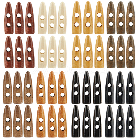 64Pcs 8 Colors 2-Hole Wood Buttons WOOD-GF0002-35B-1