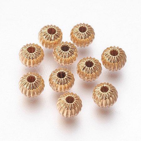 Brass Corrugated Beads X-KK-S314-6mm-13G-1