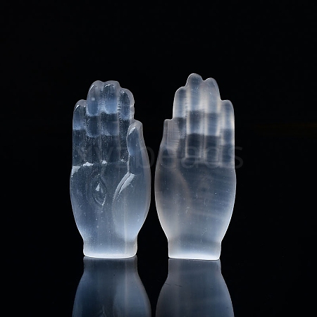 Buddha Hand with Eye Natural Selenite Figurines DJEW-PW0021-25-1