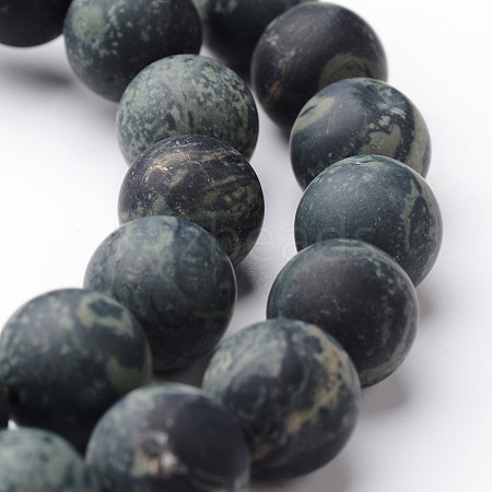 Frosted Round Natural Kambaba Jasper Bead Strands G-J346-30-10mm-1