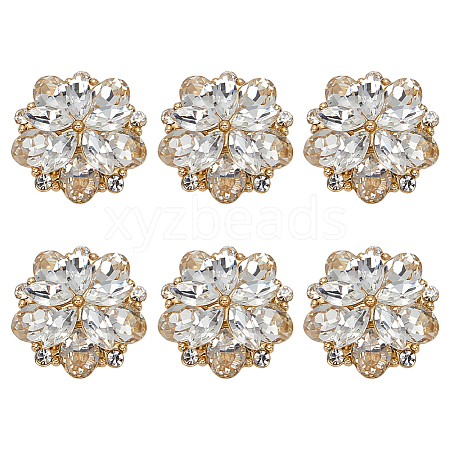 6Pcs Glass Rhinestone Shank Buttons BUTT-FG0001-52G-1
