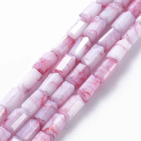 Opaque Baking Painted Crackle Glass Beads Strands X-EGLA-T008-18D-1