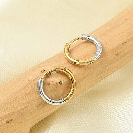 201 Stainless Steel Two Tone Hoop Earrings EJEW-Q002-01G-03-1