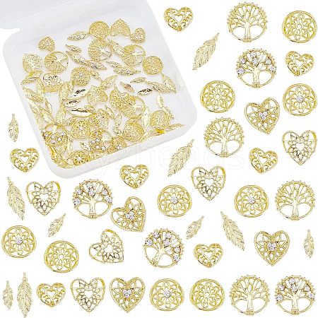 Olycraft 144Pcs 9 Styles Hollow Alloy Cabochons MRMJ-OC0002-41-1