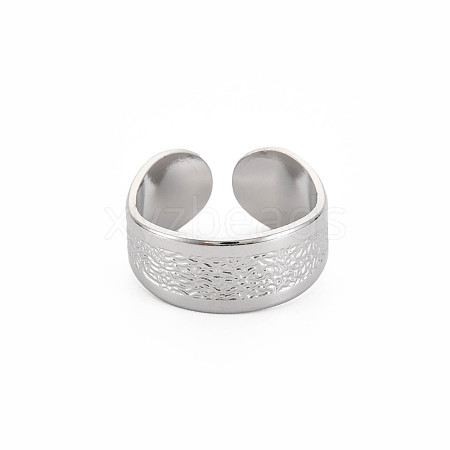 304 Stainless Steel Flat Open Cuff Ring for Women RJEW-S405-204P-1