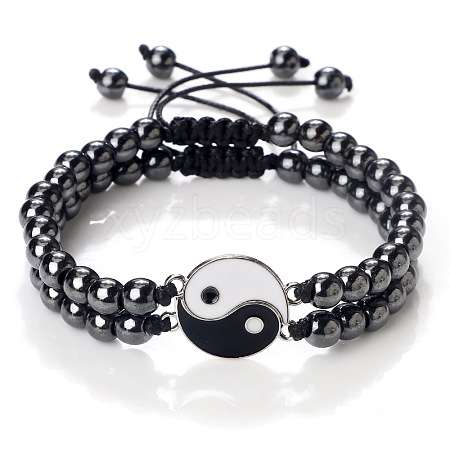 Adjustable Round Synthetic Non-magnetic Hematite Beaded Stretch Bracelet Sets GW3439-8-1