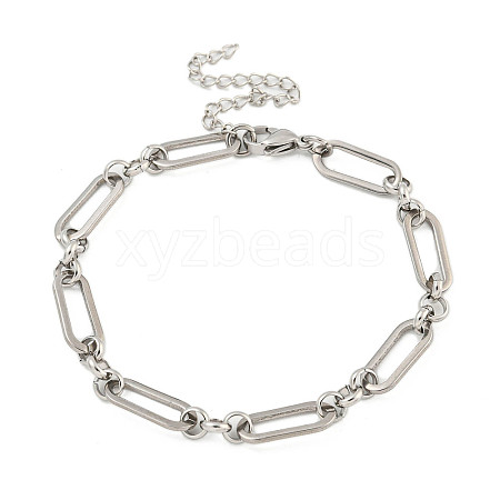 Non-Tarnish 304 Stainless Steel Oval Link Chains Bracelets for Men & Women BJEW-D042-09P-1