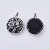 Natural Dyed & Heated Black Agate Pendants G-K234-E02-2