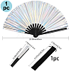 1Pc Bamboo with Oxford Fabric Glitter Powder Folding Fans AJEW-SP0003-77F-2