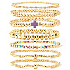 7Pcs Brass Round Beaded Bracelets for Women SB9067-10-1