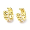 Brass Cuff Earrings with ABS Imitation Pearl Beaded EJEW-D088-17G-1