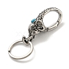 Tibetan Style 316 Surgical Stainless Steel Fittings with 304 Stainless Steel Key Ring with Synthetic Turquoise FIND-Q101-13AS-2