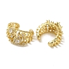 Rack Plating Brass Pave Clear Cubic Zirconia Hollow Croissant Ring Cuff Earrings for Women EJEW-P280-17G-2