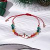 Christmas Glass Braided Bead Bracelets BJEW-JB10892-02-2