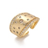 Brass Micro Pave Clear Cubic Zirconia Cuff Rings for Women RJEW-U041-07G-4