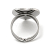 Non-Tarnish 304 Stainless Steel Open Cuff Pad Ring Cabochon Settings RJEW-K245-90P-3