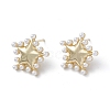 Long-Lasting Plated Brass Stud Earrings with Plastic Pearl for Women EJEW-A088-09G-1