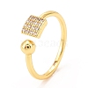 Brass Micro Pave Cubic Zirconia Cuff Ring RJEW-F118-15-4