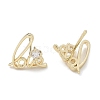 Brass Clear Cubic Zirconia Stud Earrings EJEW-Q014-10G-3