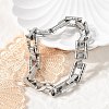 304 Stainless Steel Rectangle Link Chain Bracelets for Women Men BJEW-F488-64P-2