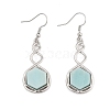 Hexagon Natural Flower Amazonite Dangle Earrings EJEW-K298-01P-13-4